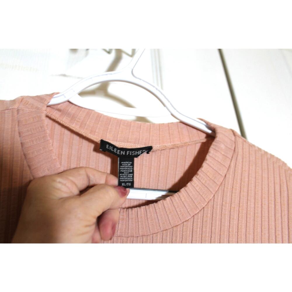 Eileen Fisher Pink Rib Knit Round Neck Top sz XL - Picture 3 of 3